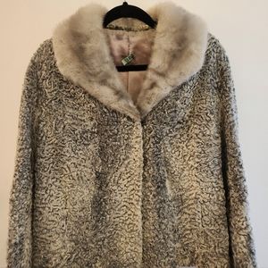 Vintage Persian Curly Wool Jacket w/ Mink Collar